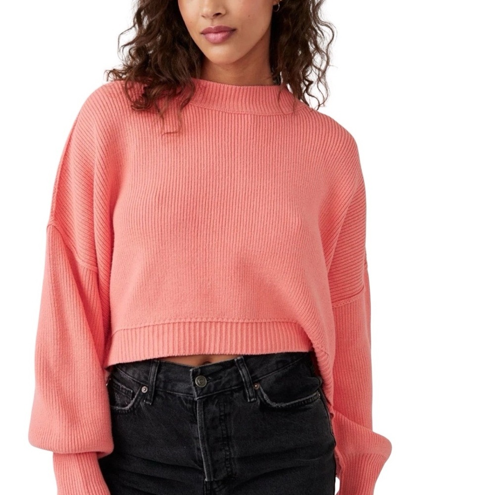 Free People Easy Street Crop Pullover Sweater Size XL NWT